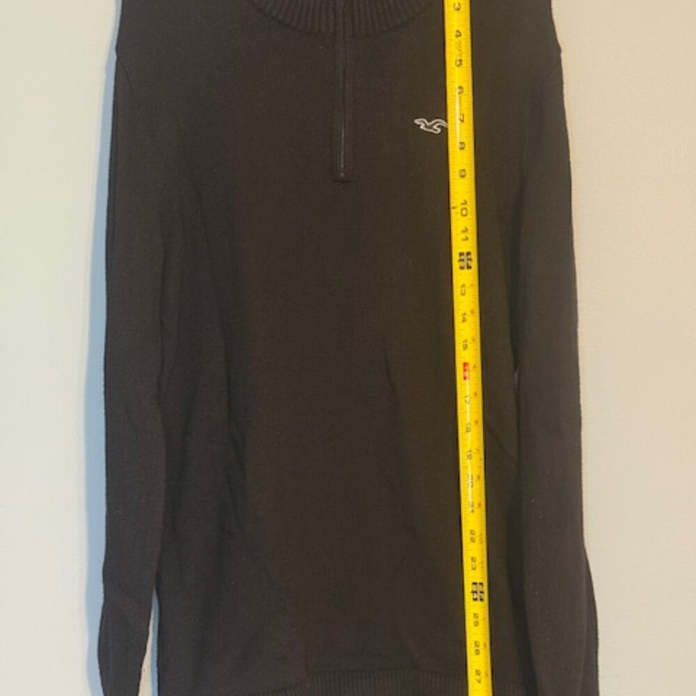 Hollister Black Quarter Zip Pullover Sweater Mock Neck Ribbed Knit Medium - Picture 4 of 9